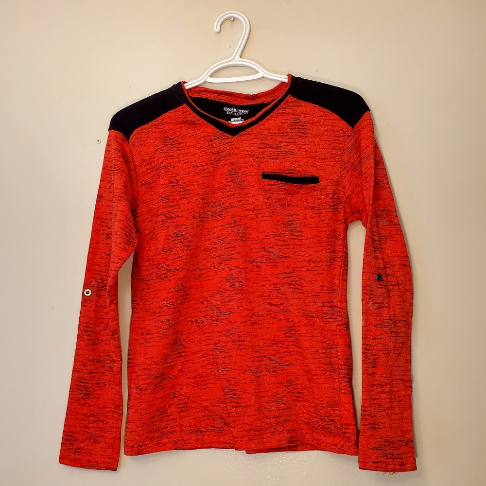 🔥NWOT Stockhomme Evolution Red Black Long Sleeve Pocket T-shirt Men US Small